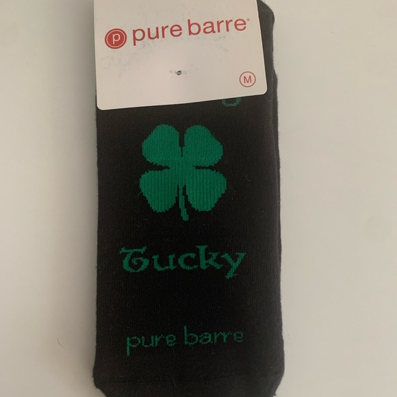 Pure Barre Black and Green “Feeling Tucky” Shamrock Grip Socks [Medium] - Picture 1 of 4